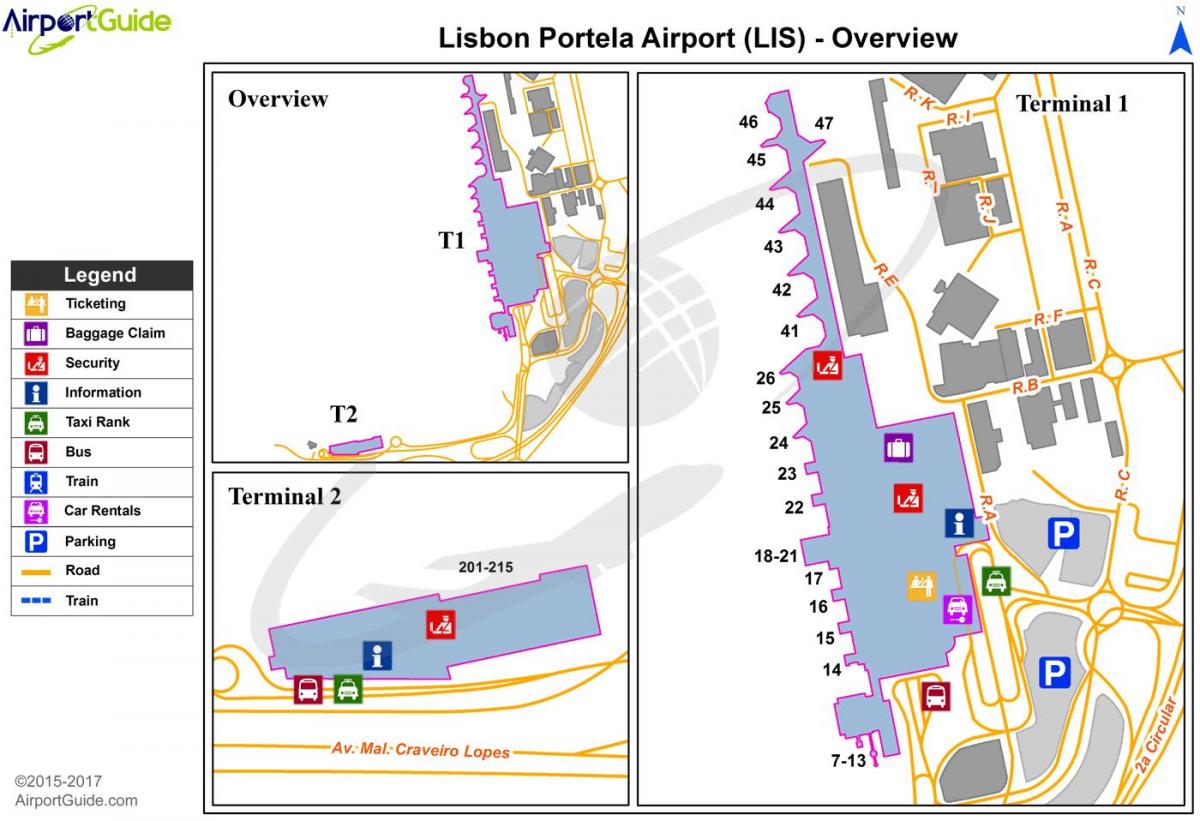 mapa de parking en el aeropuerto de lisboa