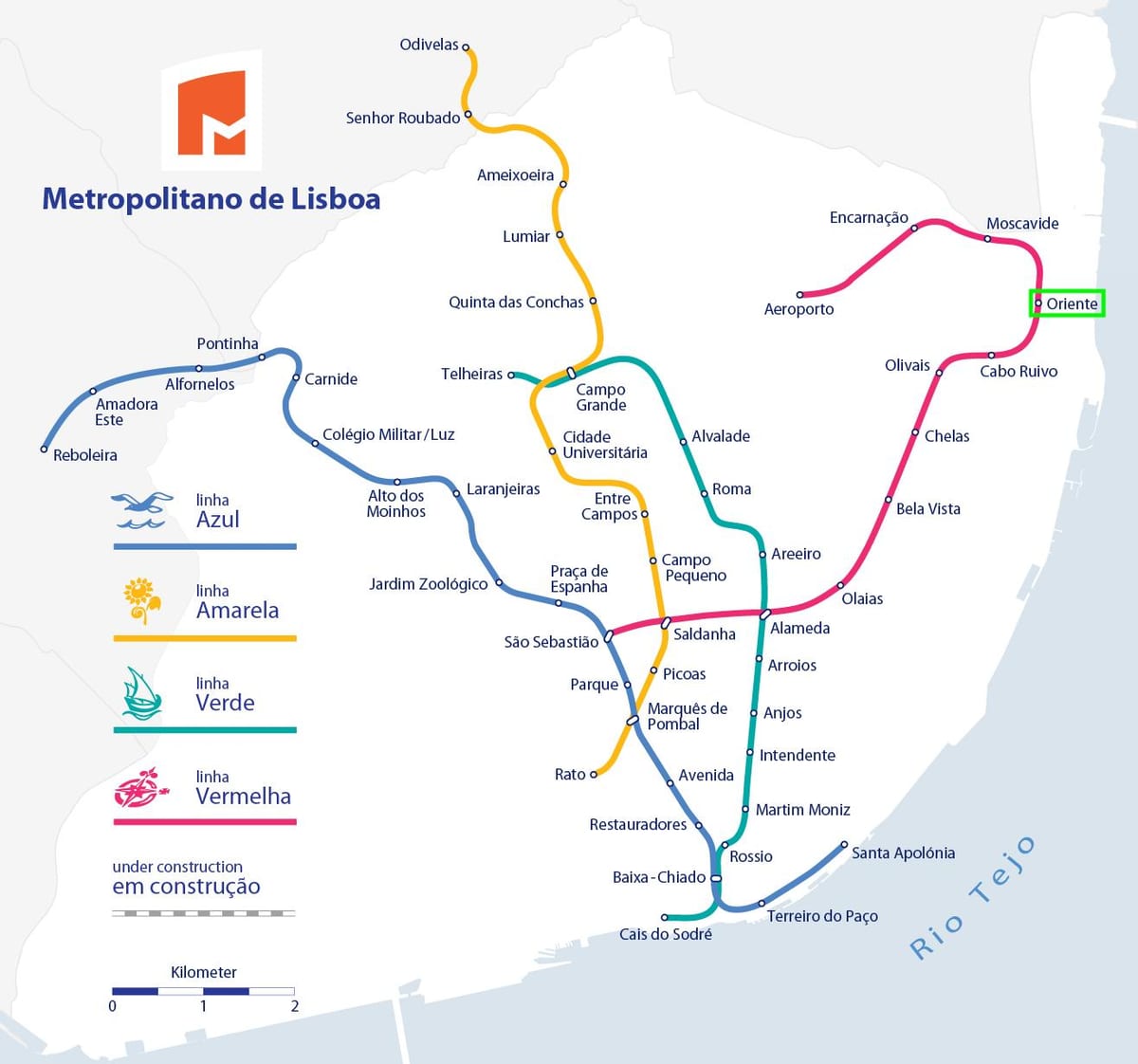 lisboa oriente de la estación de tren mapa
