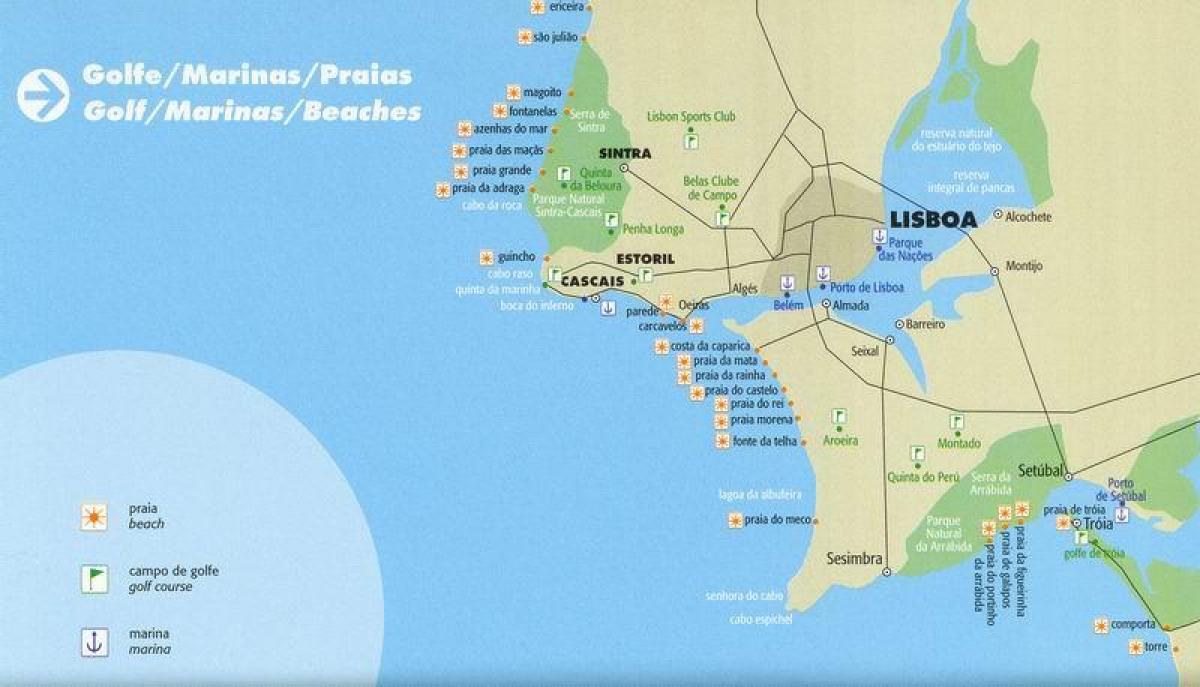 mapa de playas de lisboa