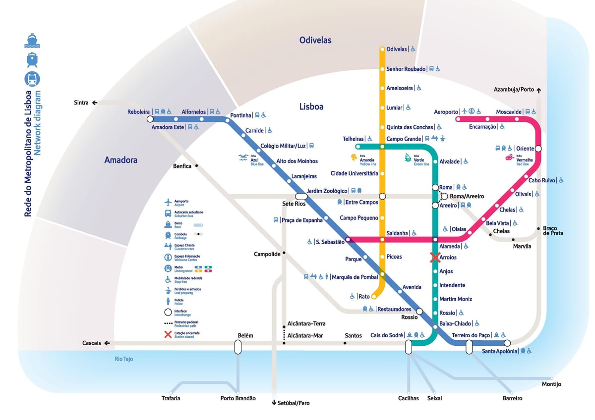 mapa de lisboa de tránsito