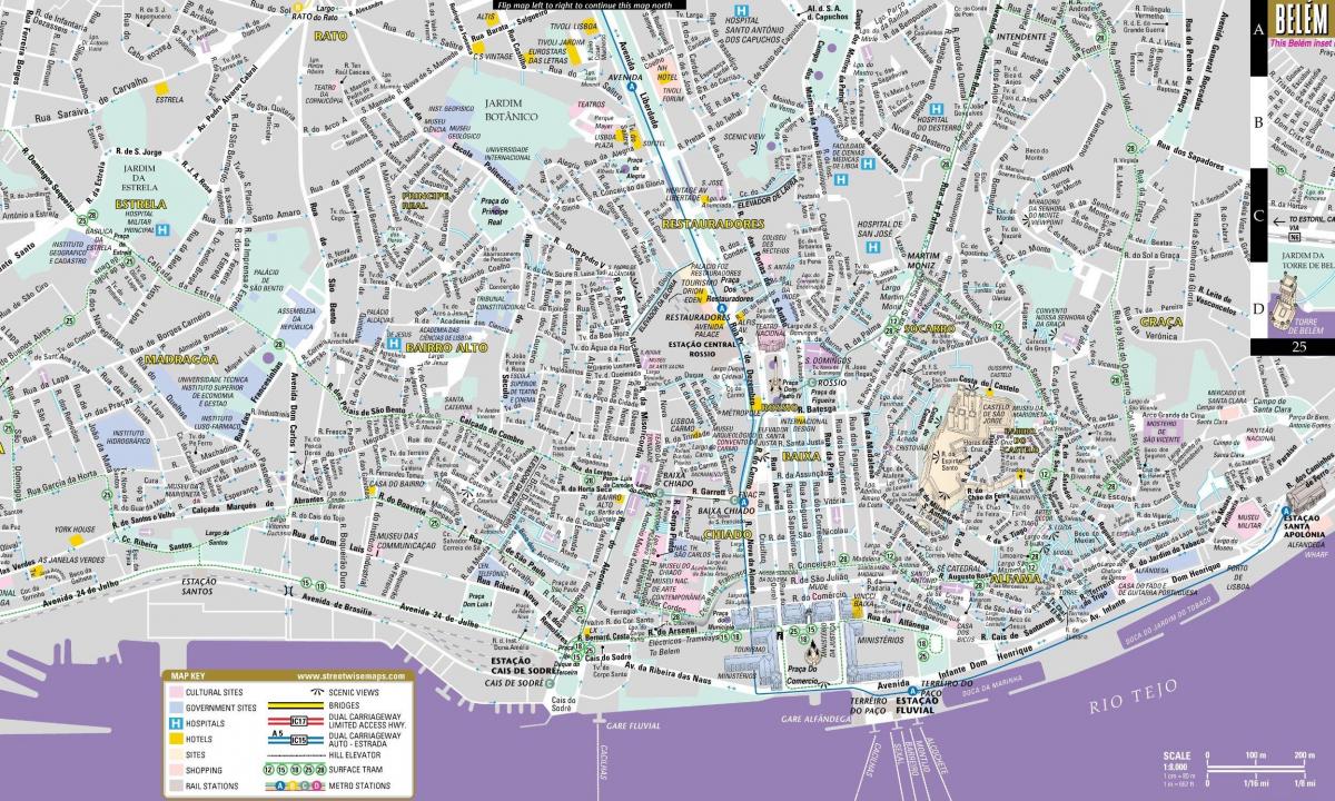 mapa de calle de la ciudad de lisboa