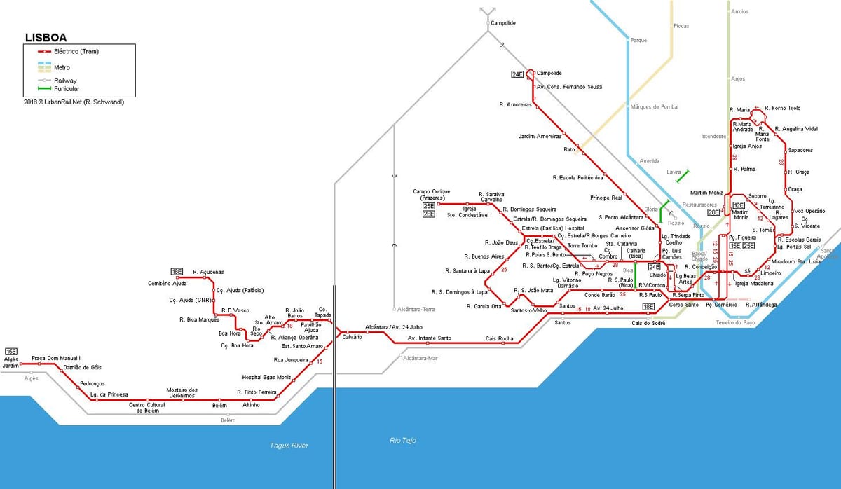 lisboa tranvía mapa